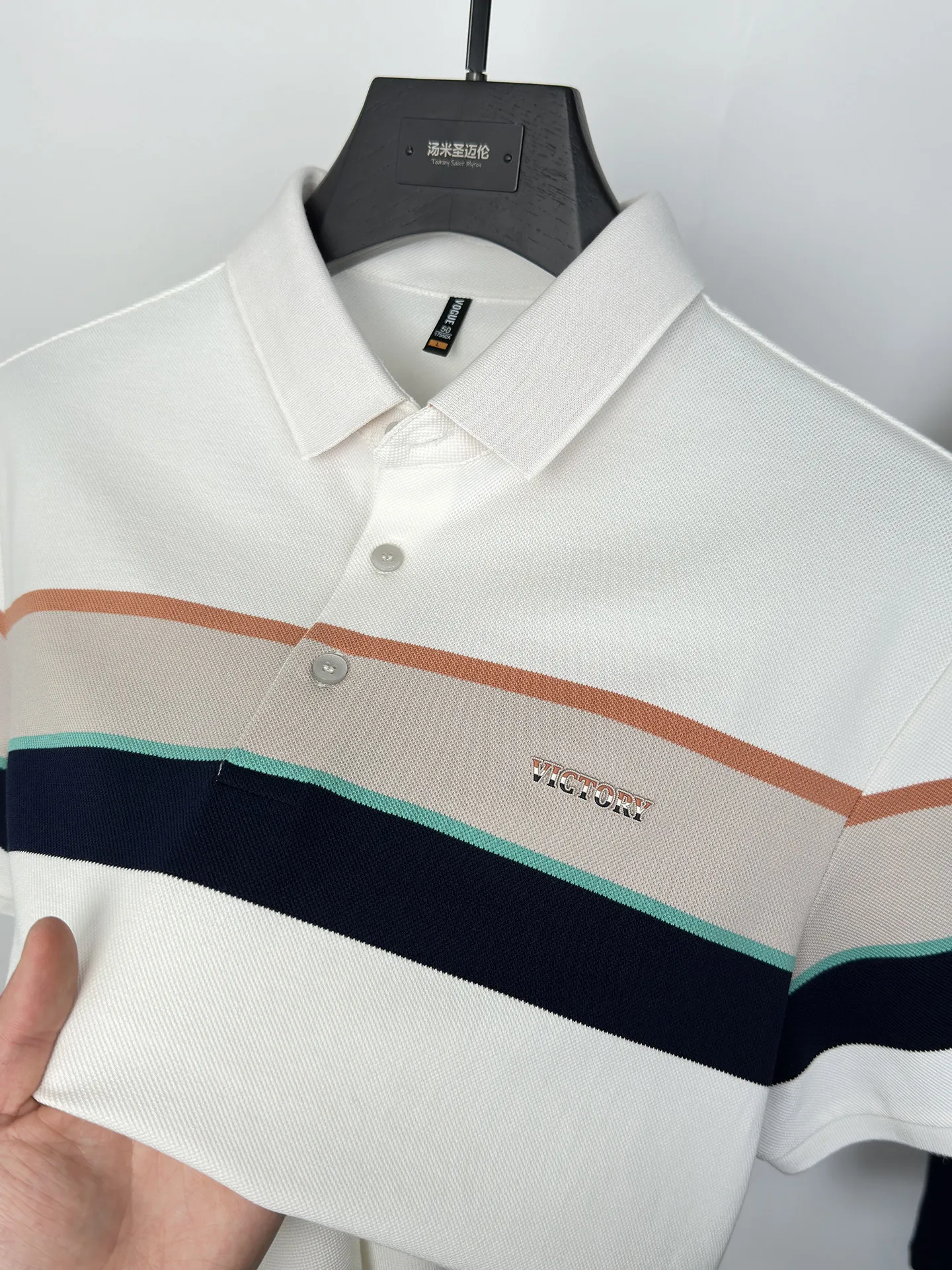 Men's striped high-quality polo short sleeved summer fashion new product versatile casual trendy breathable top