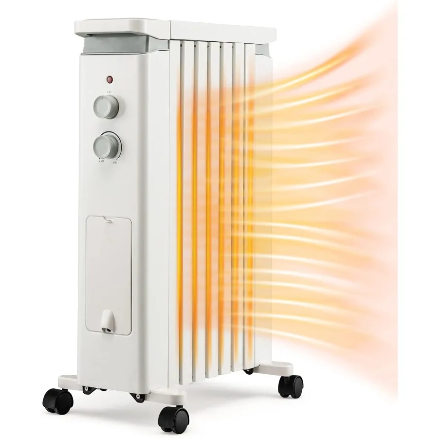سخان مشعاع مملوء بالزيت 1500 وات سخان مساحة كهربائي مع 3 إعدادات للحرارة ترموستات ارتفاع درجة الحرارة حماية أكثر من رف معلق