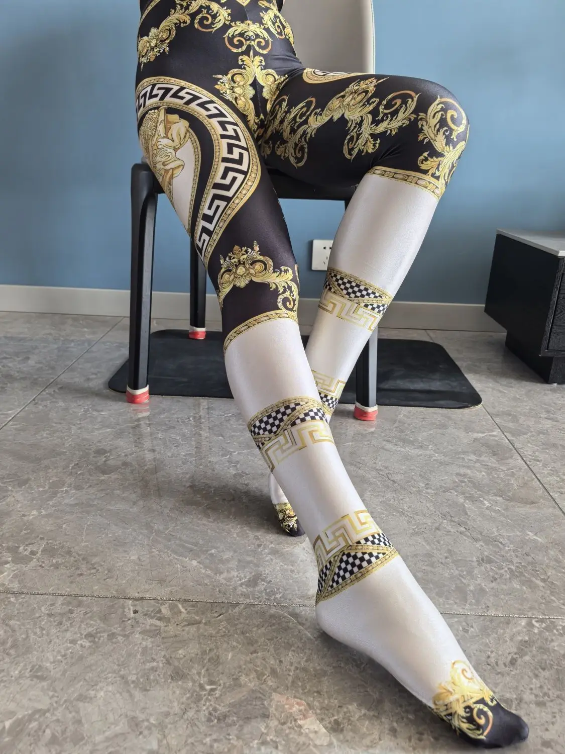 

No elastic leopard print seam high waist tights yoga pants Plus size women sports tight leggings