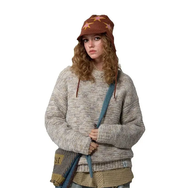 

NOTHOMME Monterest винтажный вязаный свитер с рыбьей косточкой, цветная пряжа, круглый вырез, негабаритная мужская повседневная уличная одежда, мода