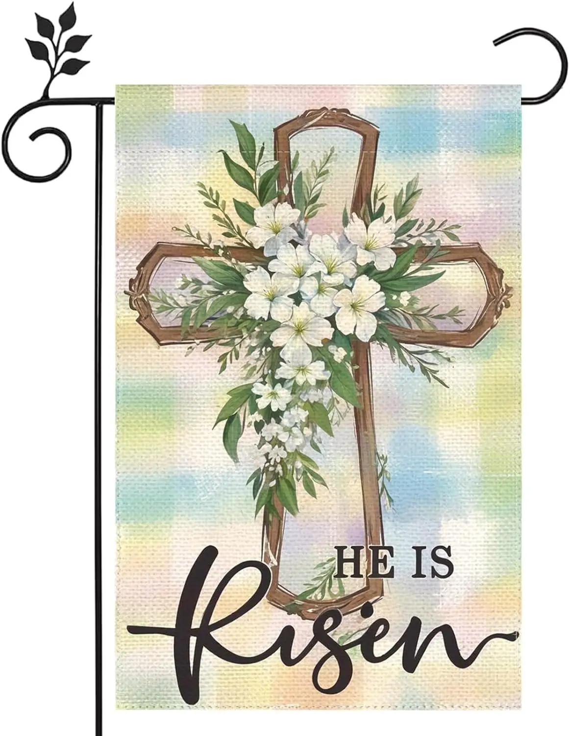 He Is Risen Easter Color Bunny Welcome Spring Garden Flag 12x18 Inch Double Sided Outside Cross Flowers Yard Outdoor Flag AAS