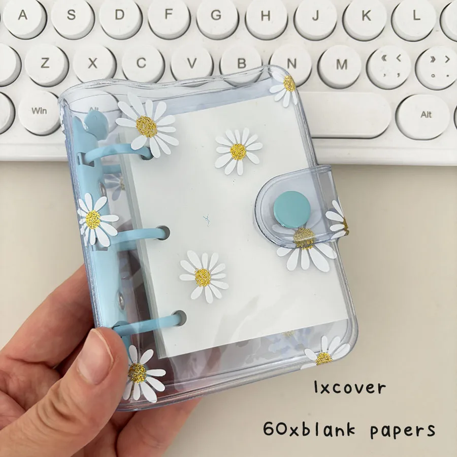 1 Set 3-Loch-Gänseblümchen-Notizbuch, Taschen-Notizblock mit losem Blattring, mit 60 Blatt Gürtel/leeres Papiere, DIY Mini-Junk-Tagebuch-Handbuch – Detail 9