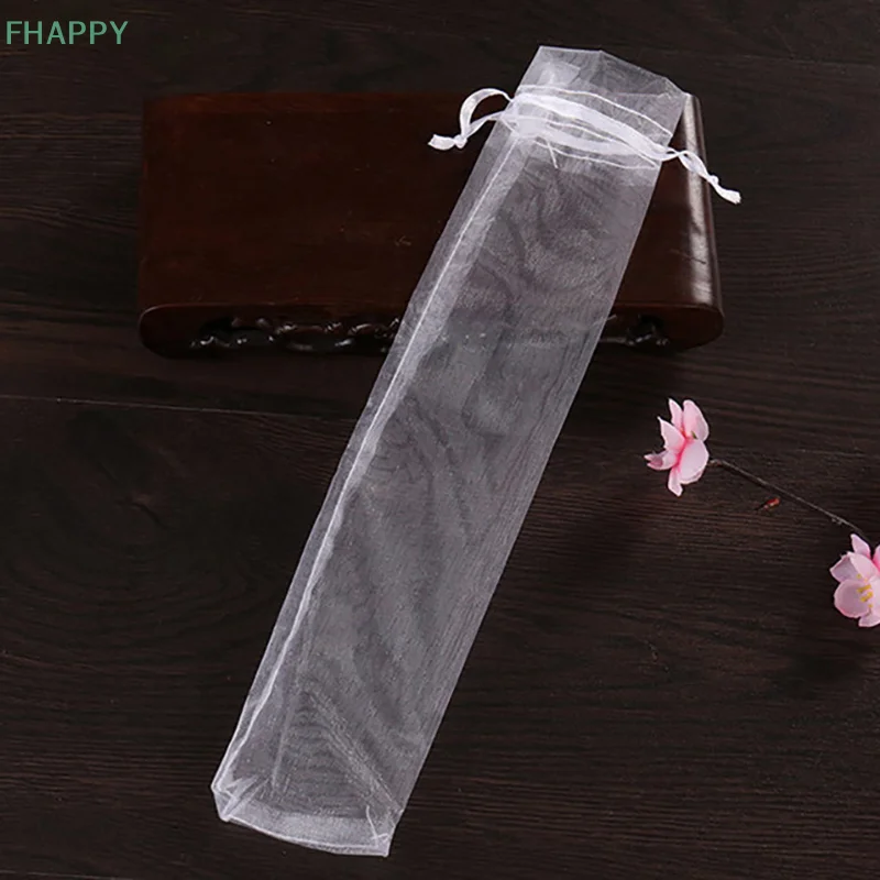 10pcs Folding Hand Fan Pouch Drawstring Organza Bags Folding Fan Pocket Bag For Outdoor Wedding Party Favor Gift Bags