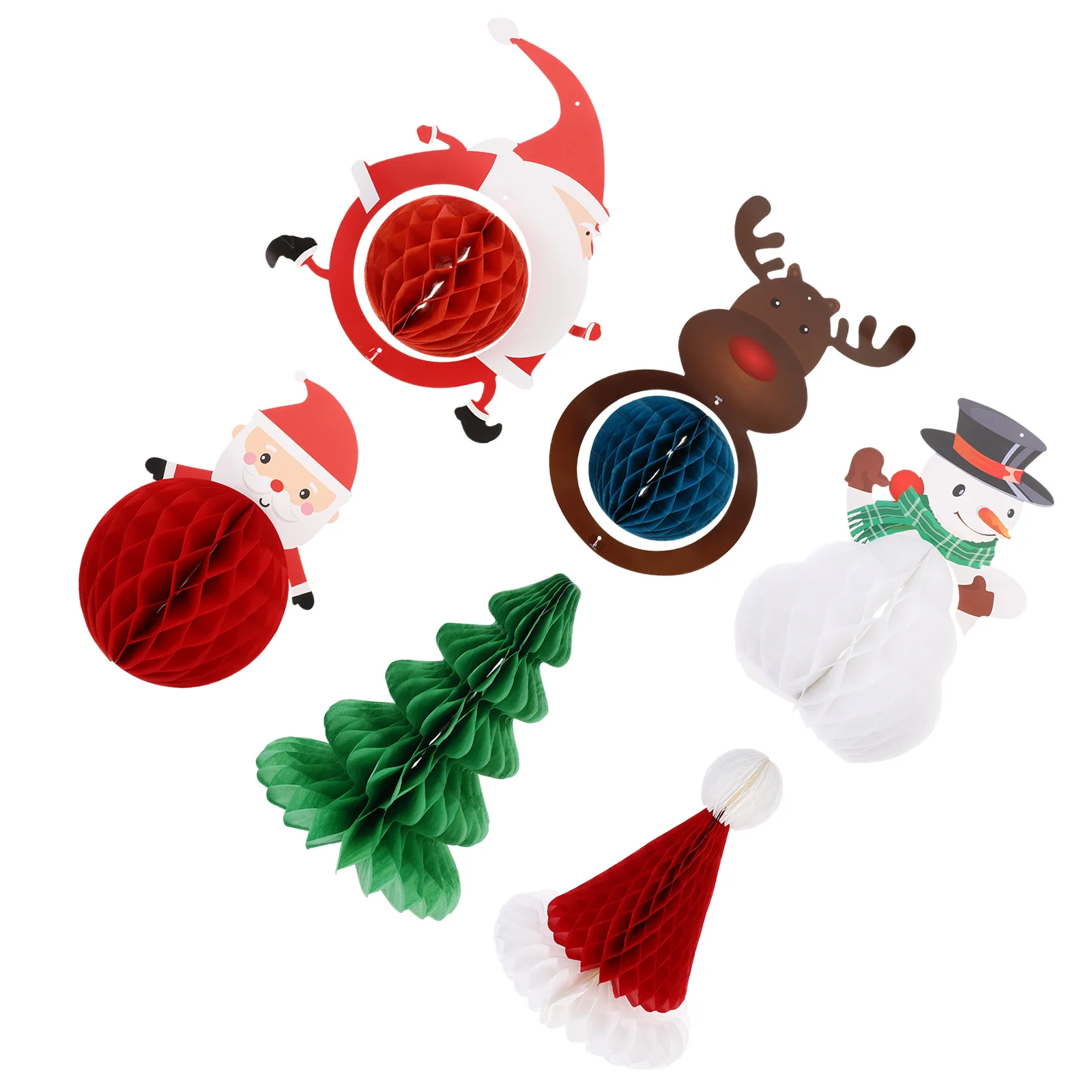 

6Pcs Xmas Tree Pendant Honeycomb Hanging Decorations Paper Balls Santa Claus Christmas Party Favors Ornaments Christmas Hanging