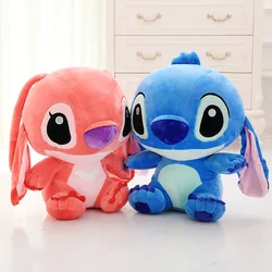 MINISO Disney-muñecos de peluche de Lilo y Stitch para niños, muñecos de dibujos animados, Stich, azul, rosa, 35CM, regalo de Navidad