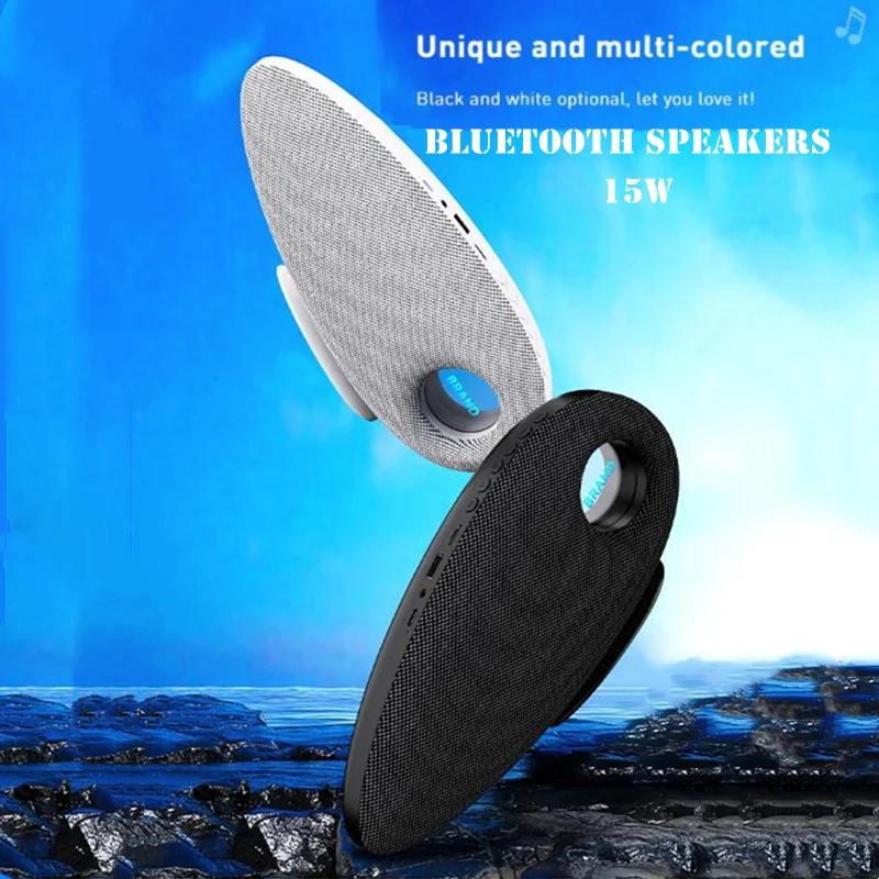Subwoofer wireless portatile da esterno con audio surround a 360 gradi con unità USB Scheda TF Ingresso AUX Design creativo a goccia d'acqua Altoparlante BT5.2