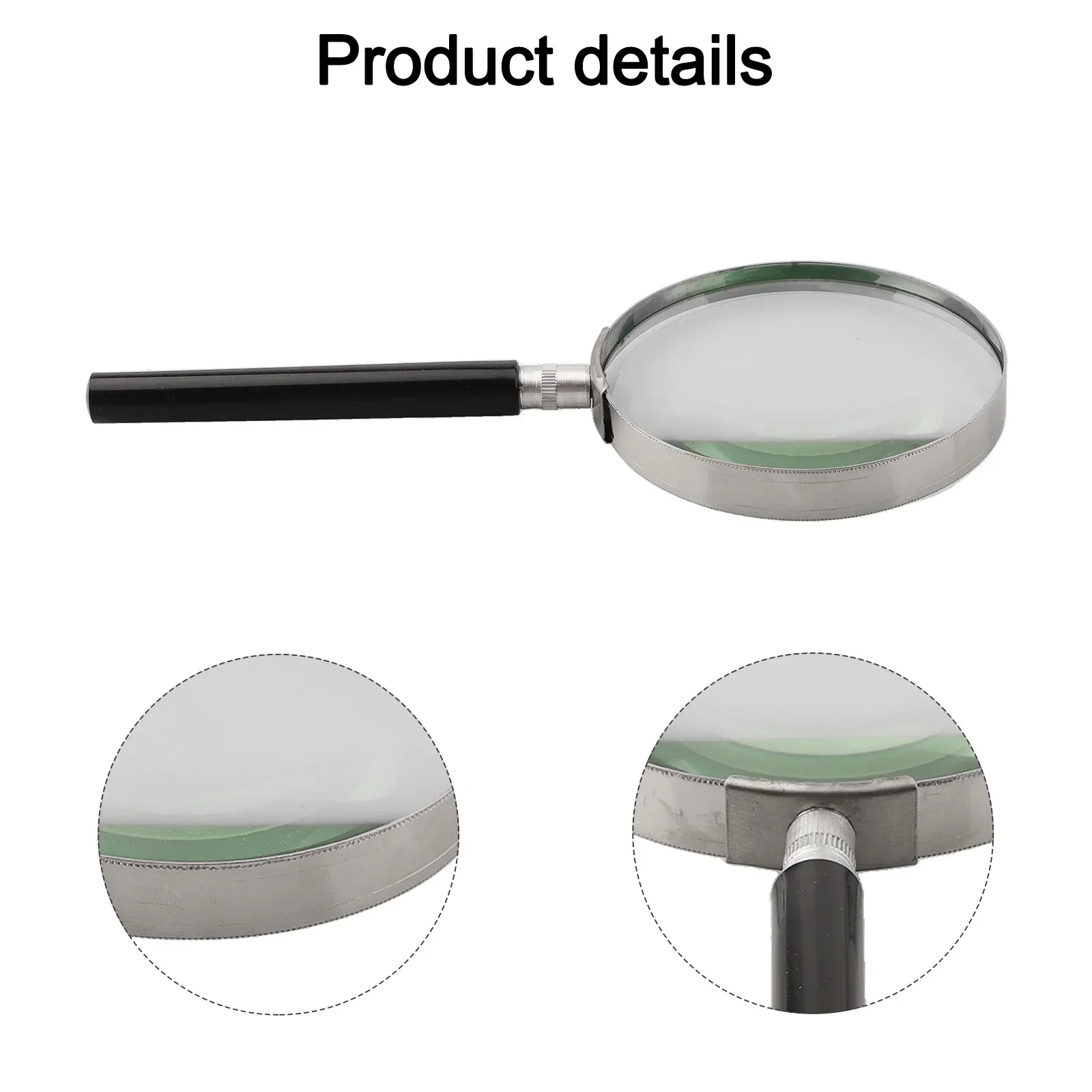 1Pcs 5X Magnification Handheld Magnifier Magnifying Glass Handle 75/90/100mm Optical Glass Lenses For Reading Close Inspection