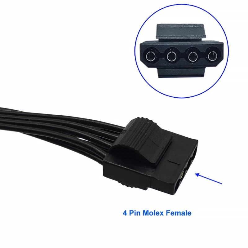 Cable de alimentación IDE recto de 5 pines a 3 Molex de 4 pines para Cooler Master V550 V650 V750 V850 V1000 V1300 potencia Modular dorada, 50 + 15 + 15 CM