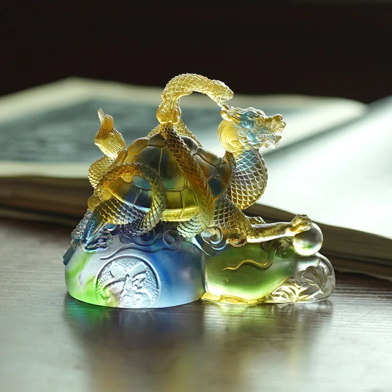 Mascot Green Dragon White Tiger Vermilion Bird Black Obsidian Xuanwu Four Mythical Beasts Ornament Glazed Lucky Beast