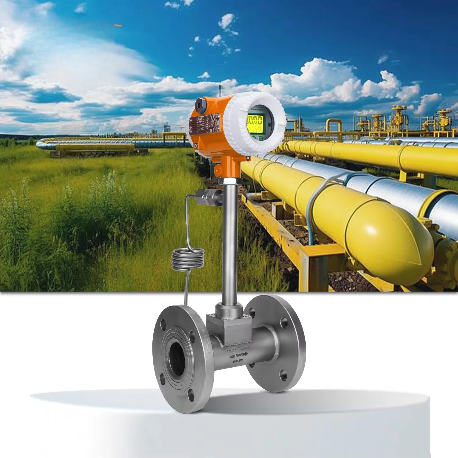 Smart gas meter Steam vortex flow meter measurement, medium gas air meter Compressed air