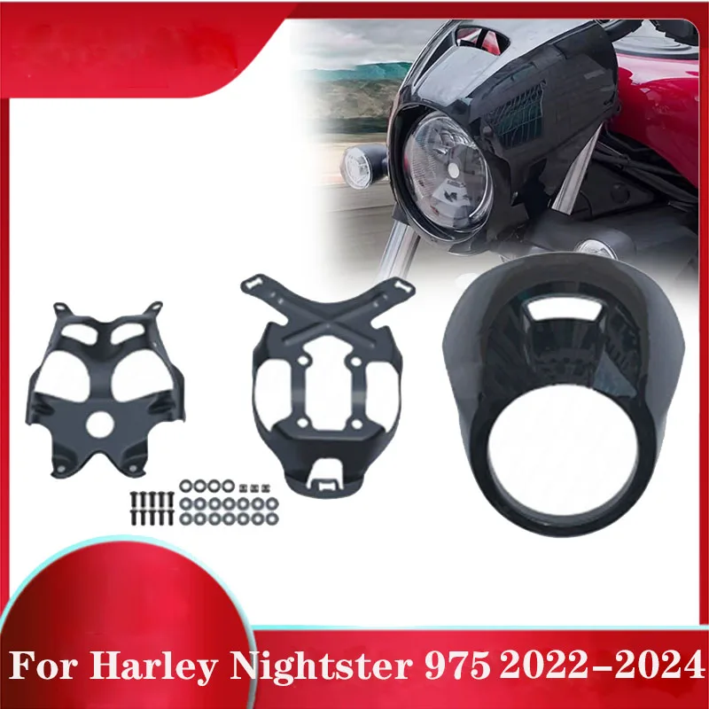 

Headlight Fairing Kits For Harley Nightster 975 RH975 2022 2023 2024 Headlamp Cowl Cover Front Head Light Mask Black