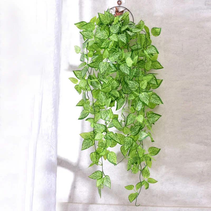 105cm Artificial Plants Vines Fake Green Leaf Ivy Plastic Wall Hanging Faux Scindapsus Crabapple for Home Garden Wedding Decor