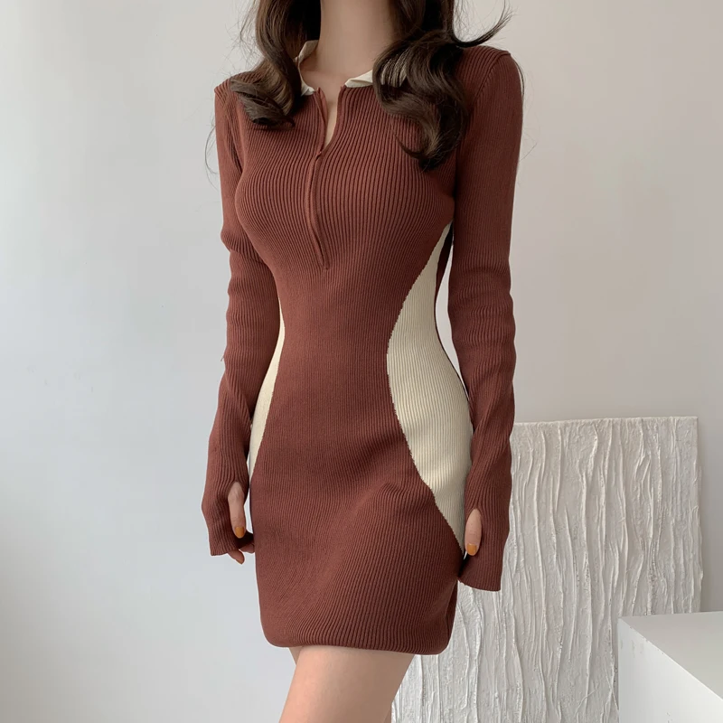 

Vestido Feminino Dresses Korean Thick Warm Autumn Woman Clothing Knitted Winter Elegant Vintage Solid Sweater Dress Women 2022