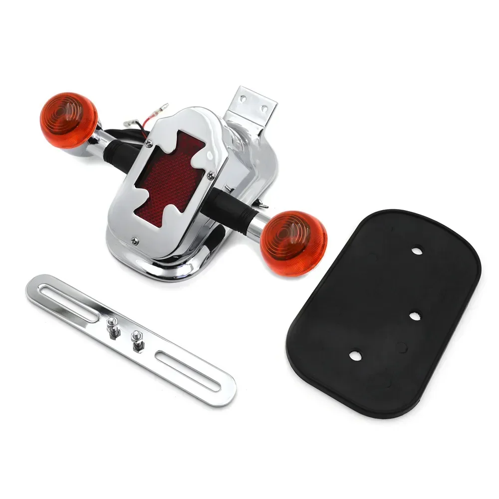 Motorcycle Parts Metal Tombstone/Skull Brake Tail W/ Light Signal for Harley Big Twin 05-12 FLSTN Deluxe ，05-07 FLSTSC