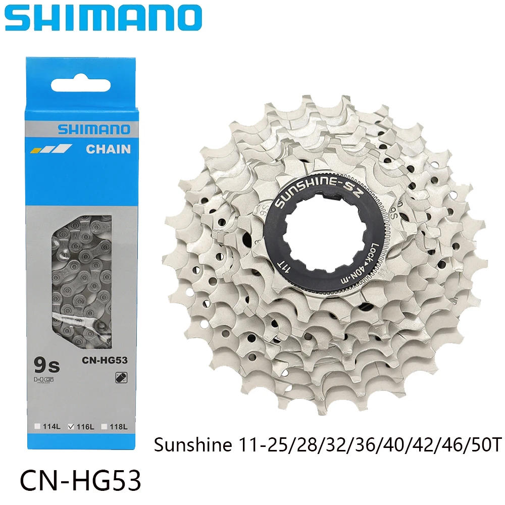 SHIMANO 9 Speed CN-HG53 Bike Chain Sunshine 11-25T/28T/32T/36T/40T/42T/46T/50T Cassette Sprocket For MTB Bike Original Parts