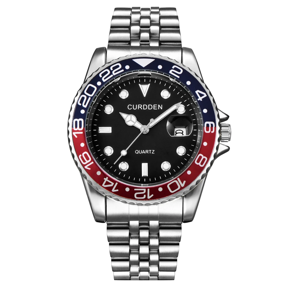 Uomini famosi orologi di marca studenti ragazzi moda cinturino in acciaio inossidabile calendario casual orologio al quarzo verde Relógios Masculinos 2024