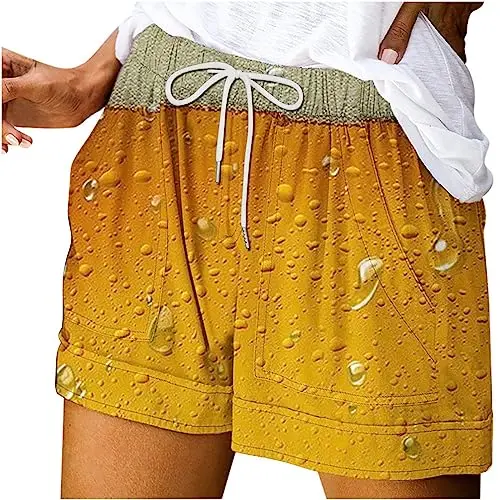 Beer Droplets Personalized 3D Printing Solid Color Simple Women's Shorts Loose Casual Pants