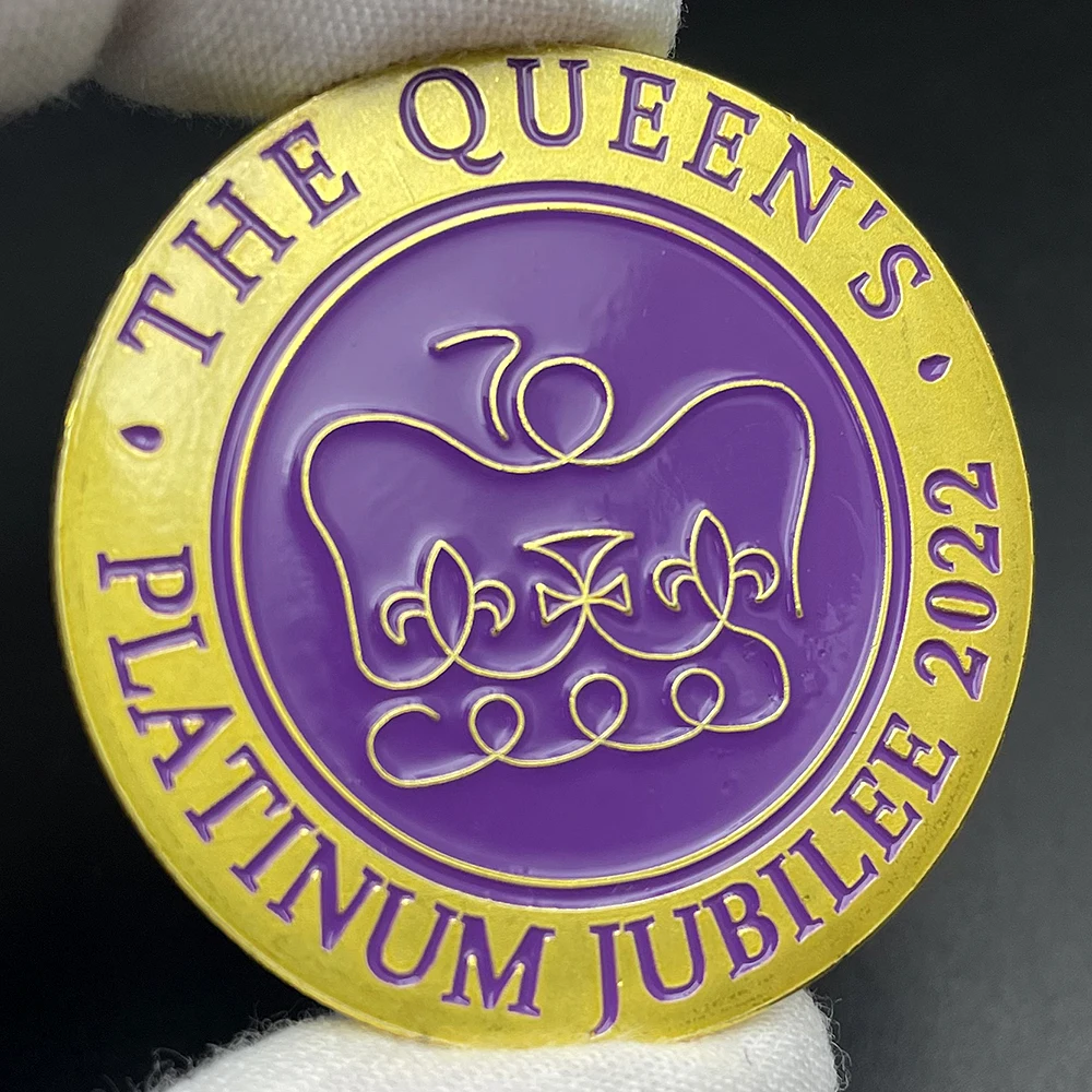 Queen Elizabeth II Platinum Jubilee Silbermünze 1952–2022 Lila Krone Souvenir-Medaille in Westminster Abbey-Abzeichen – Detail 9