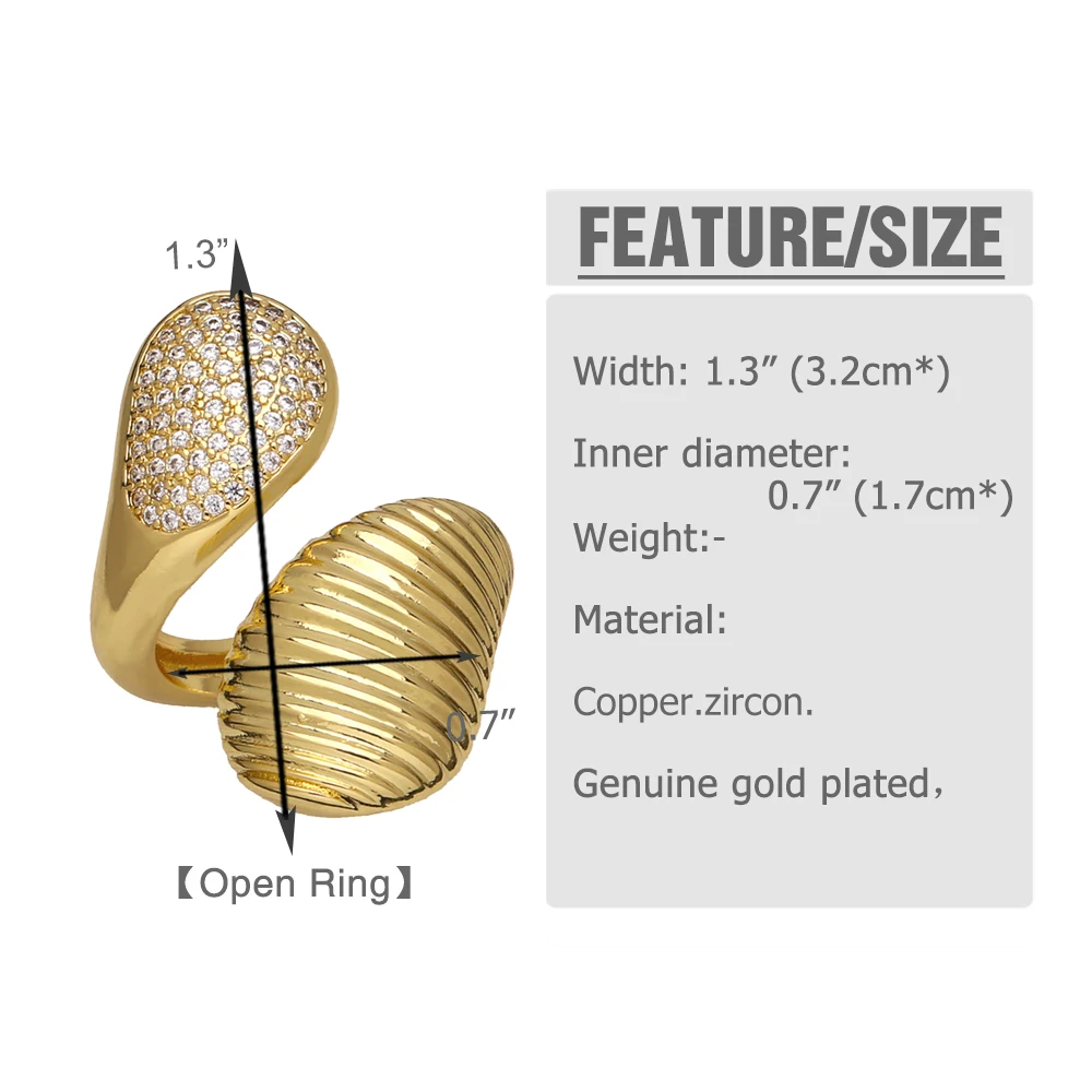 OCESRIO Fashion White Mini Crystal Rings for Women Copper Gold Plated Irregular Adjustable Open Ring Jewelry Women Gift rigp28