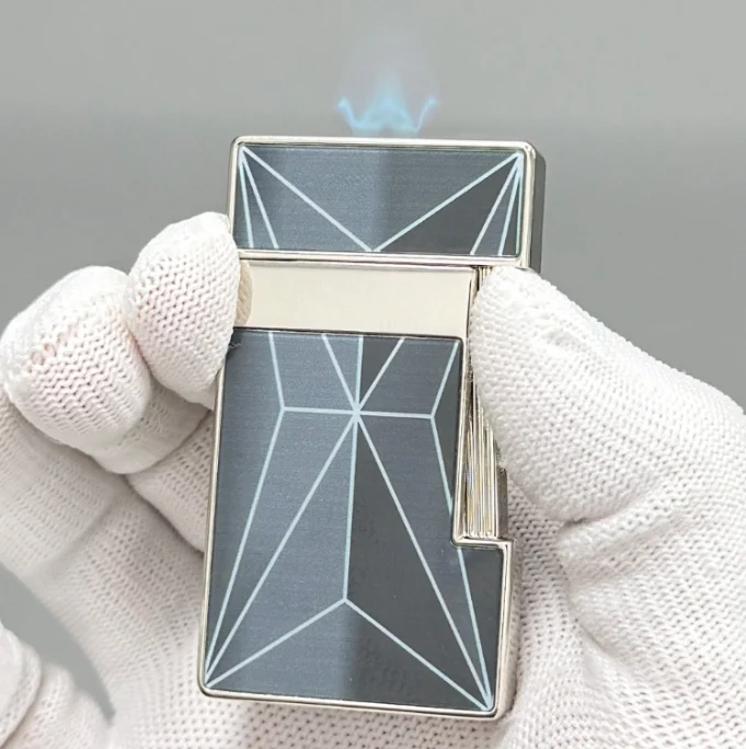 Side Push Jet Flame Lighter Metal Windproof Butane Gas Refillable Lighter Portable Cigar Cigarette Lighter Men Smoking