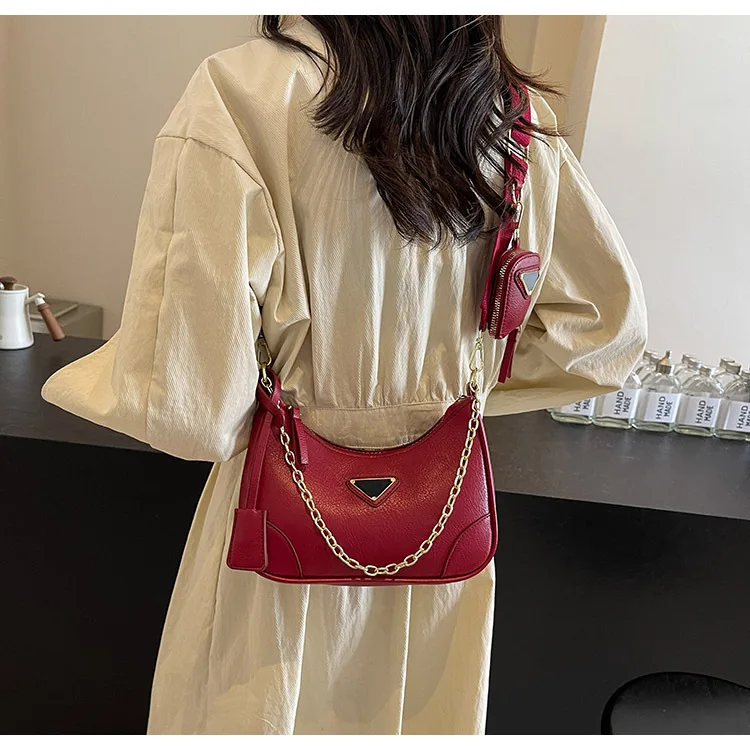 Woman Female Fashion Causal Handbag Set Crossbody Bags Shoulder Handbags 2in1 Sling Bag Trend Hand Bag For Travel Real leather