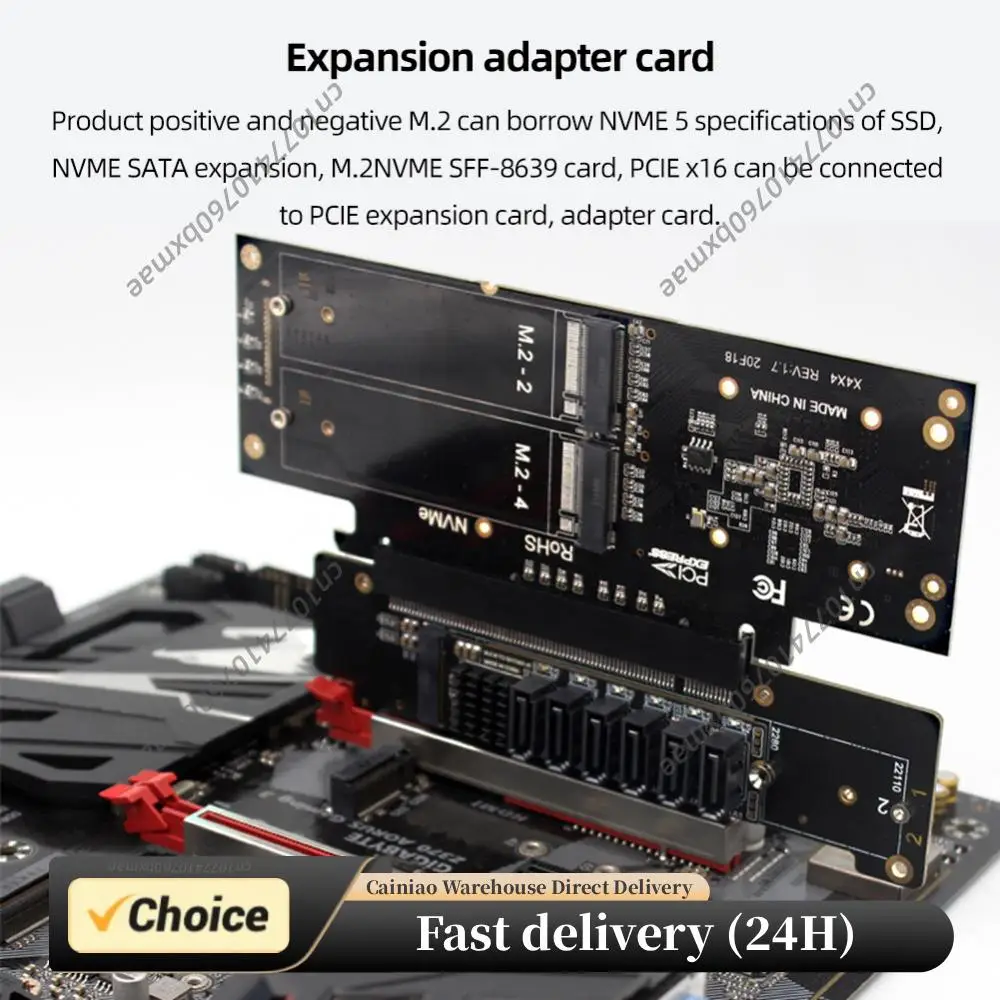 PCIe X16 To X8+X4+X4 Split Expansion Adapter Card PCIE4.0 Expansion Riser Card Extended Card Support 2280/2260/2242/2230 SSD
