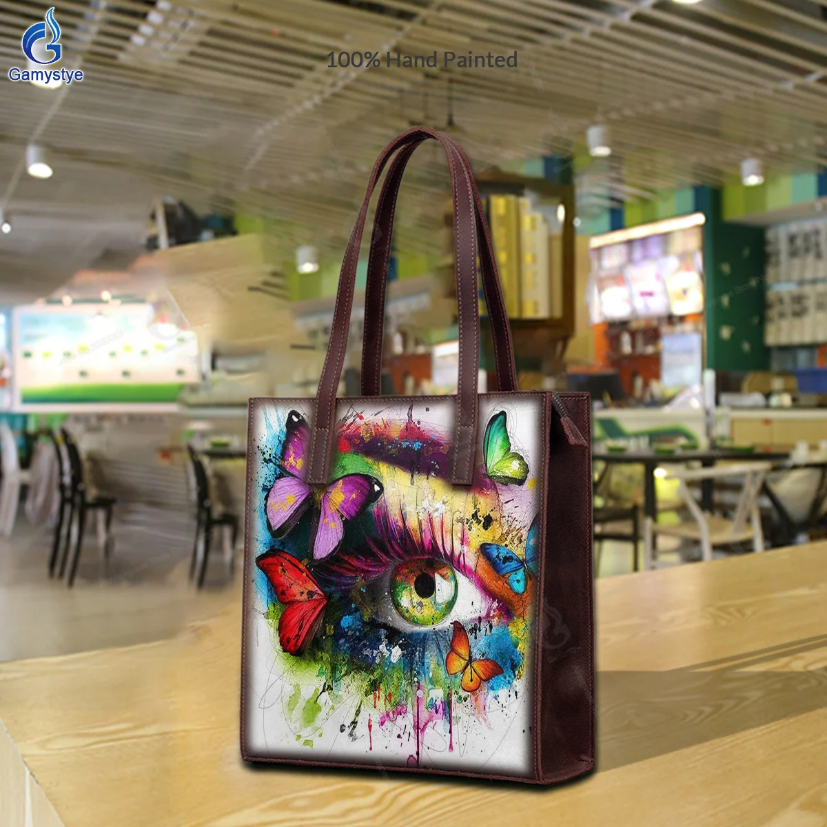 Personalizar bolso Art Hand Painted Eyes surrounded by butterflies Bags Women Bag Messenger Crossbody Handbag Unique personality