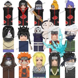 Mini Anime Action Toy Figures para crianças, montar blocos, Naruto, Sasuke, Sakura, Kakashi, Obito, Jiraiya, Tsunade, desenhos animados, presente de aniversário