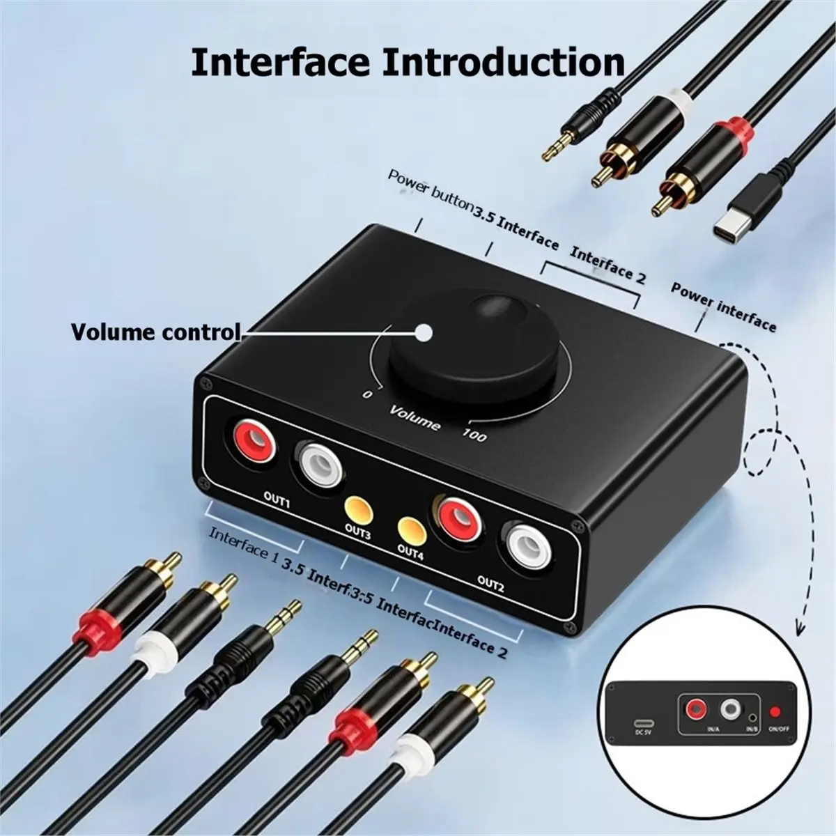 (A30I) Upgrade Audio Amplifier AV Switcher 3.5mm for RCA Headphone/Mobile Phone/Computer Speaker Volume Amplifier Switcher