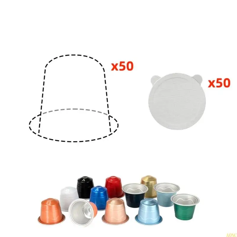 A0NC 50 피스 알루미늄 호일 37mm 커피 파우더 컵 실러 포드 쉘 저장 커버 밀봉 필름 커피 포드 제조