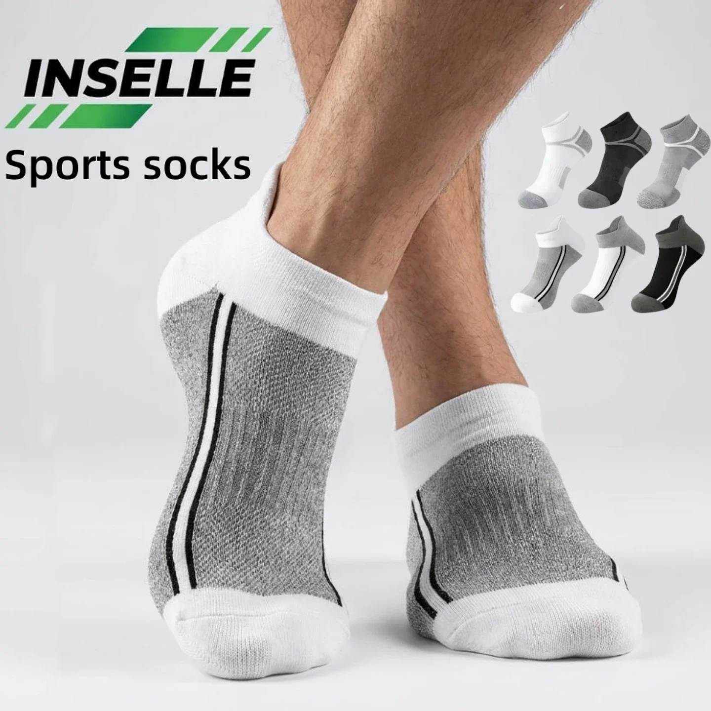 Multi Pack All Season Men's No Show Sports Socks, Mesh Breathable Color Block Striped Socks, Moisture Wicking Wear Resistant