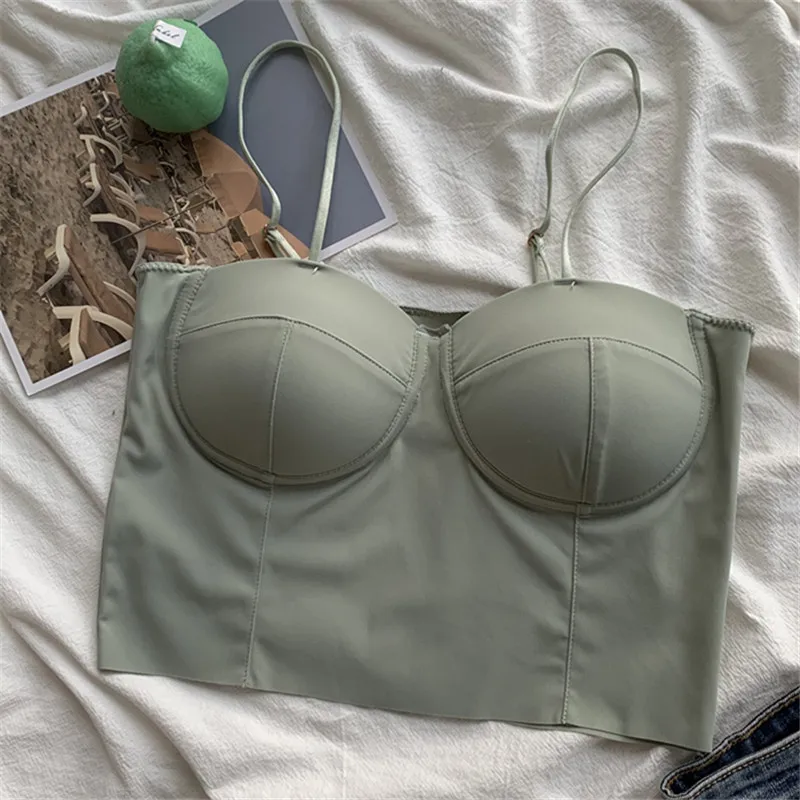 Mode Nieuwe Zomer Herfst Slanke Backless Camis Vrouwen Ijs Zijde Mouwloze Tank Vrouwelijke Sexy Strapless Dieptepunt Vest Korte Tops