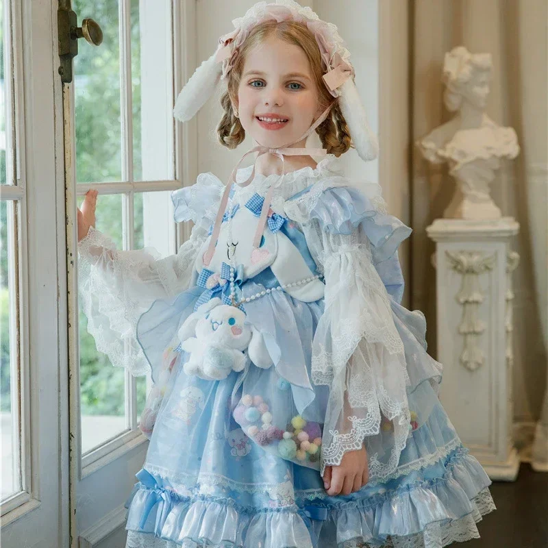 

Sanrio Cinnamoroll Anime Lolita Costume Children's CosPlay Girl Halloween Princess Dress Autumn and Winter Birthday Gifts Party