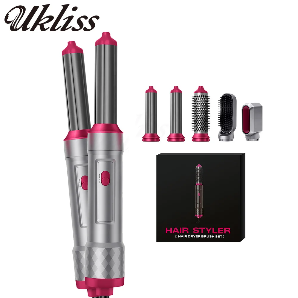 

UKLISS Hair Dryer & Styler 5 in 1, Auto Curling Air Brush with Round Brush Hairdryer