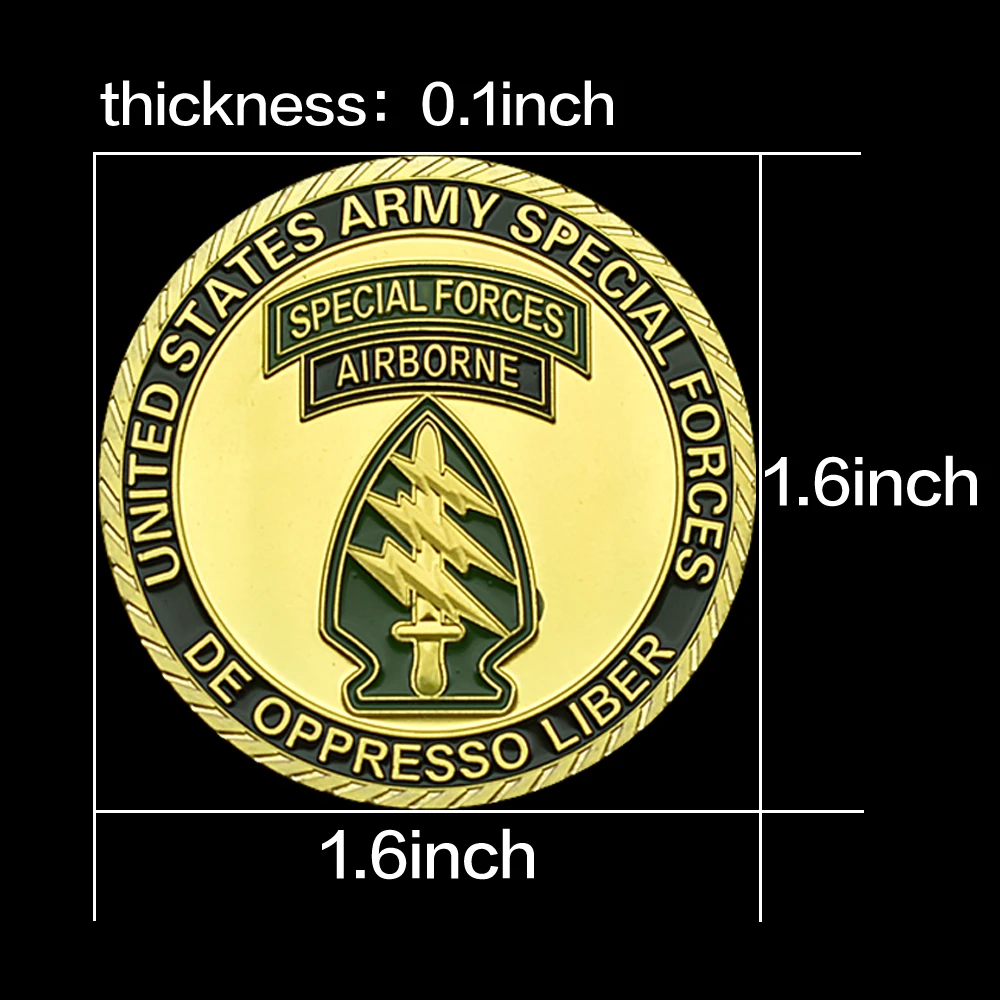 US Army Special Forces Airborne Challenge Coin De Oppresso Liber Badge Souvenir Collectibles Commemorative Medal In Capsule