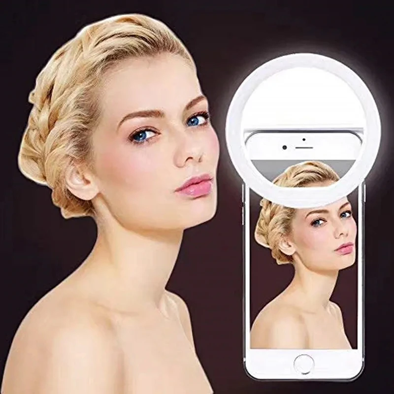 LED Selfie Ring Light Mobile Phone Clip-On Lamp Portable AAA Battery LED Selfie Light Ins Flash Light Photo Camera For Cellphone