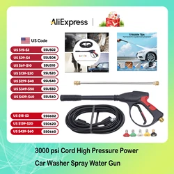3000 psi Cord High Pressure Power Car Washer Spray Water Gun with 26.25ft Tube and 5 Nozzle Tips Car Washing Machine for Home