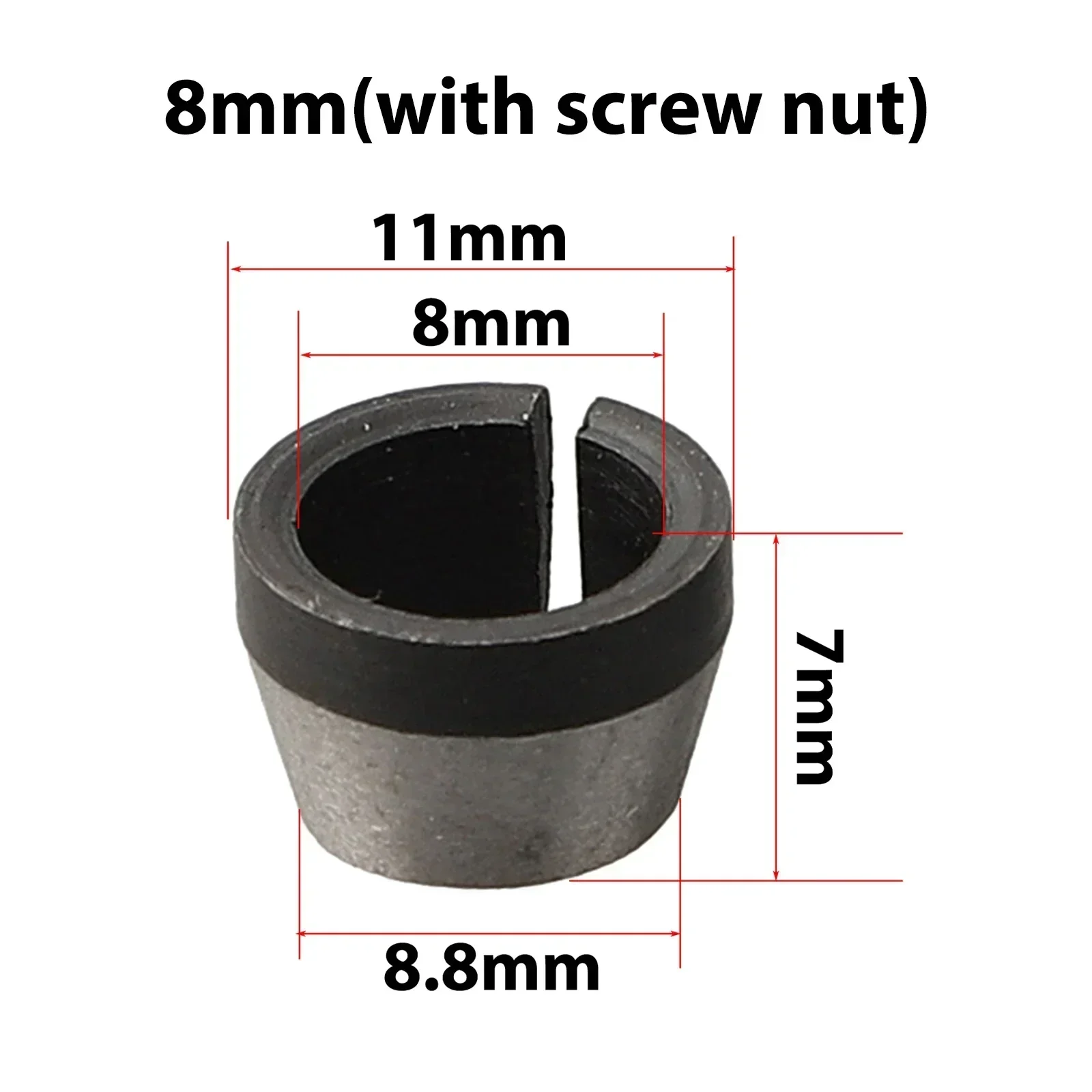 13mm×12mm×7mm/0.51in×0.47in×0.28in Collet Chuck Adapter With Nut 13mm×12mm×8mm/0.51in×0.47in×0.31in Practical Durable