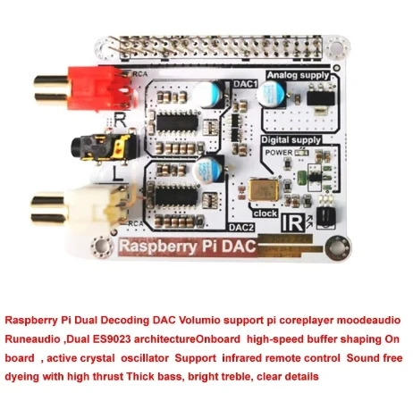 Volumio Moode Raspberry Pi 4B HIFI Dual Decode DAC ES9023 I2S Digital Audio Music Player Sound Card PIR 3B+2B GPIO MOODE