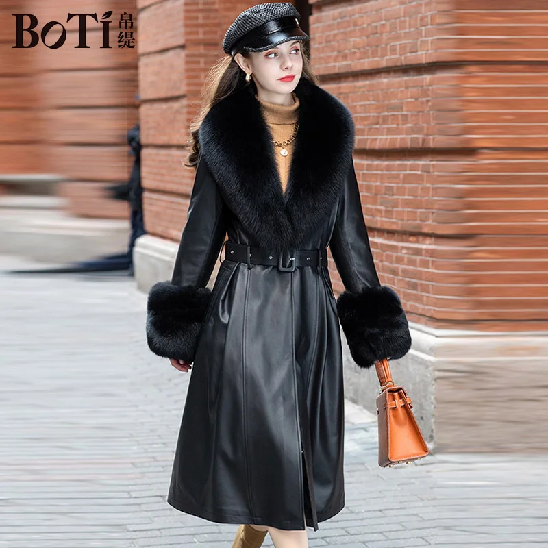 Winter Fashion Patty Coat Fur Grass Coat Genuine Leather Down Coat Women's Sheepskin Genuine Leather Coat