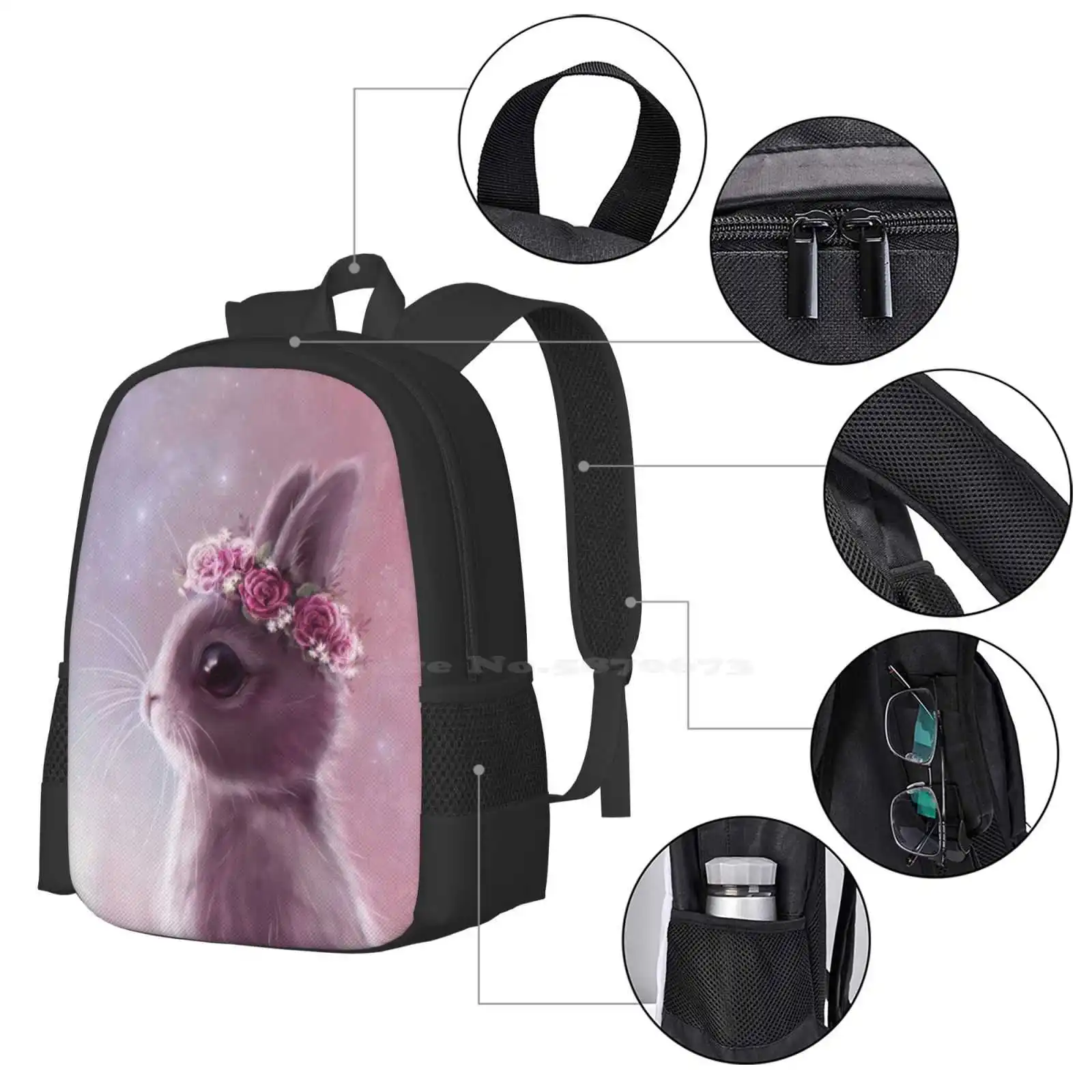 Mochila escolar de gran capacidad para ordenador portátil, bolsa bonita y mágica con diseño de ojo de Animal para mascota, color rosa Pastel, Kawaii