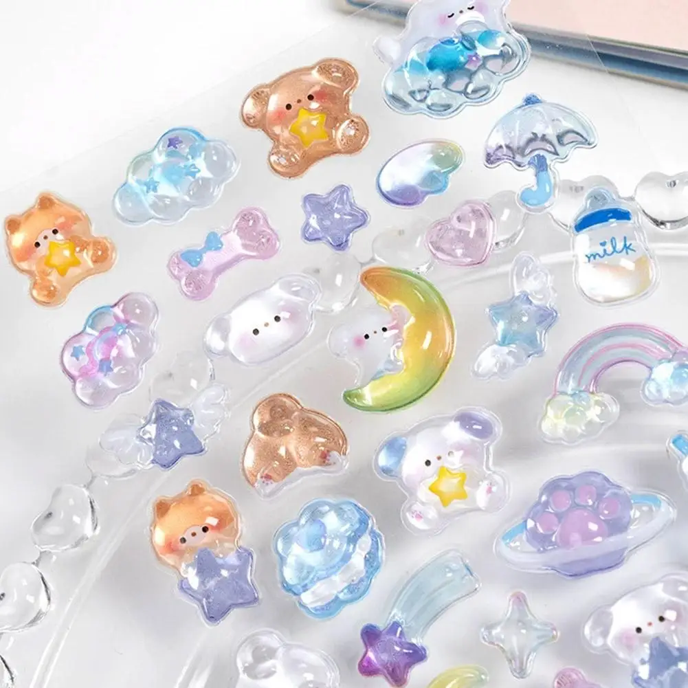 3D Fun Stickers Relief Sticker Decoration Sticker 3D Embossed Sticker Jelly Sticker Children Girl DIY Handbook Scrapbook Sticker