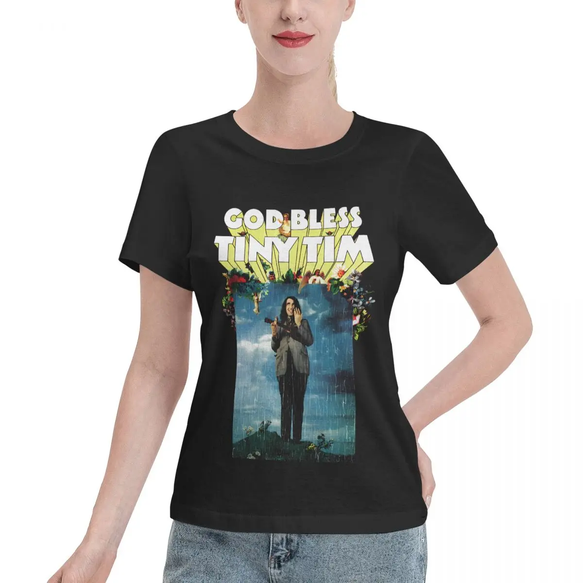 Fast Shipping God Bless Tiny Tim Women's T-shirt Streetwear Casual Wear Tshirt