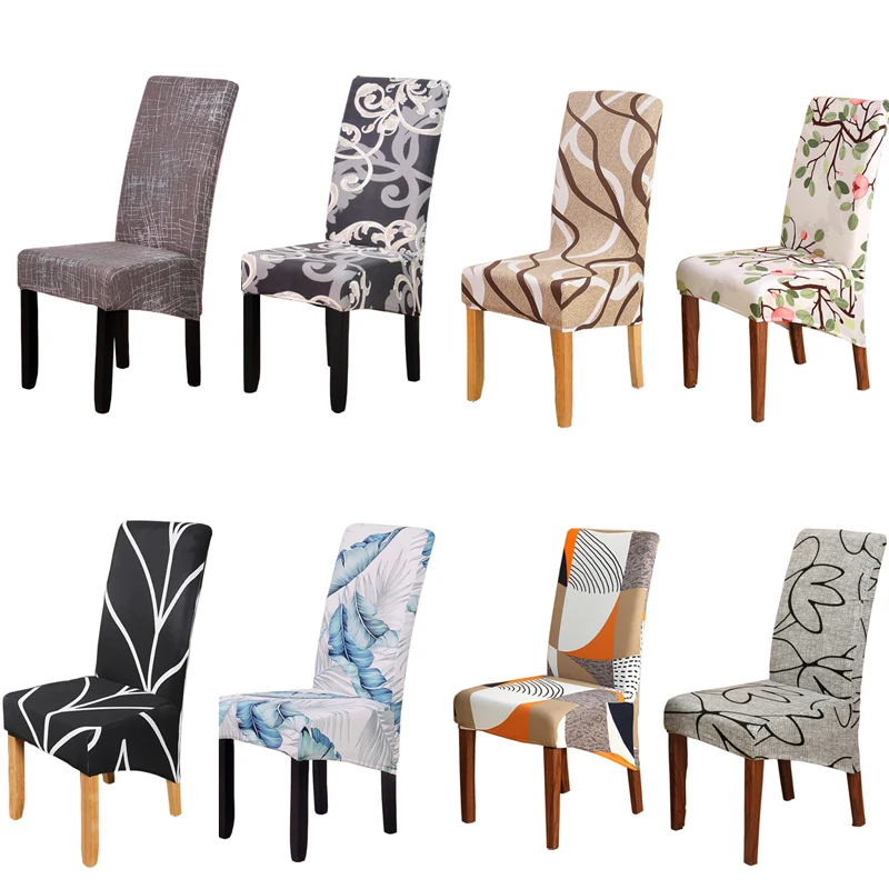 Fundas grandes para sillas para comedor, funda geométrica para silla de comedor con respaldo alto, suave, elástica, lavable y extraíble