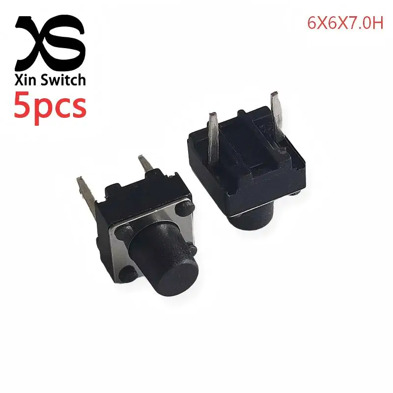 5PCS 6x6 (Mid 2-Pin) Tact Momentary Small Switch 6*6 Pin Length 3.5mm Handle Height 7.0mm Self-Reset 50mA DC12V Micro Switch