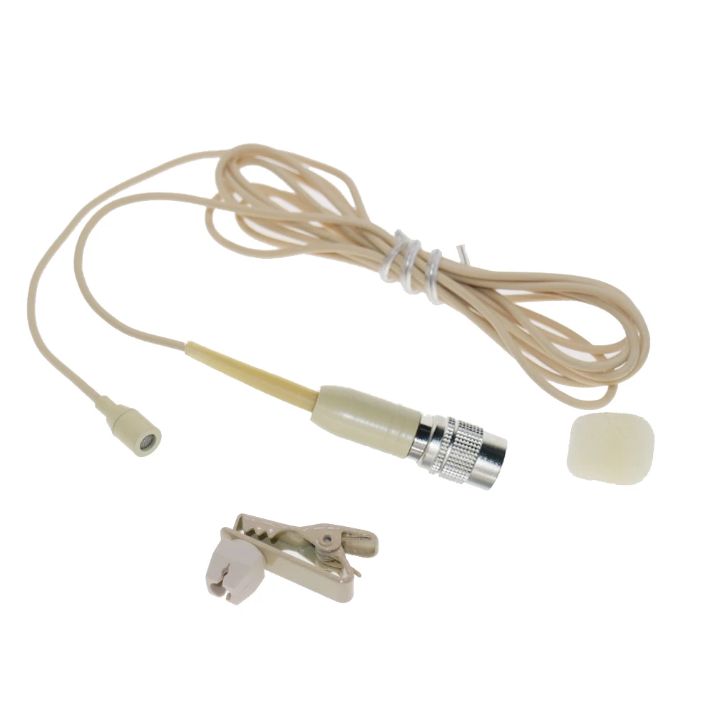 Replacement Tie Clip-On Microphone For MiPro Shure Mini 4Pin Sennheiser AKG Samson 3Pin 3.5mm Jack Beige Lavalier