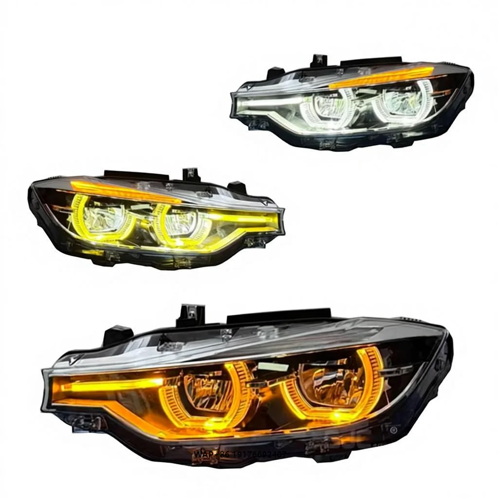 New Amber Yellow White 12V 6000K DRL Ikon Style LED Headlight F30 F31 Three-color Switch Retrofit High/Low Fog Turn Signal Lamp
