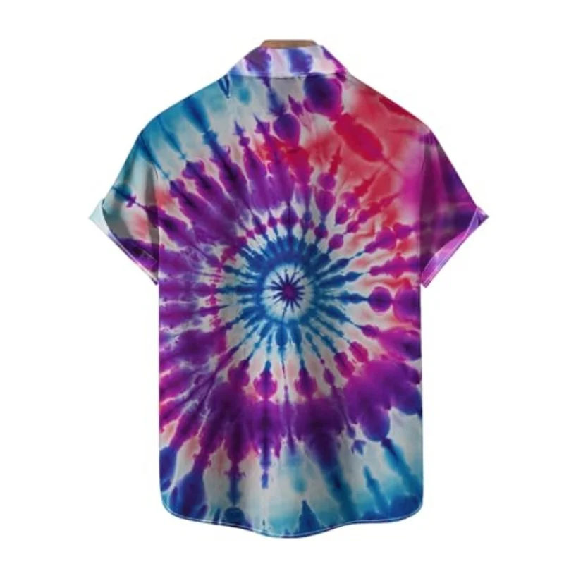 Summer man wuman shirts WHNBCW Novelty Tie-Dye Shirt Funny Psychedelic 3d printed Graphic Short Sleeved Button shirt male  wuman