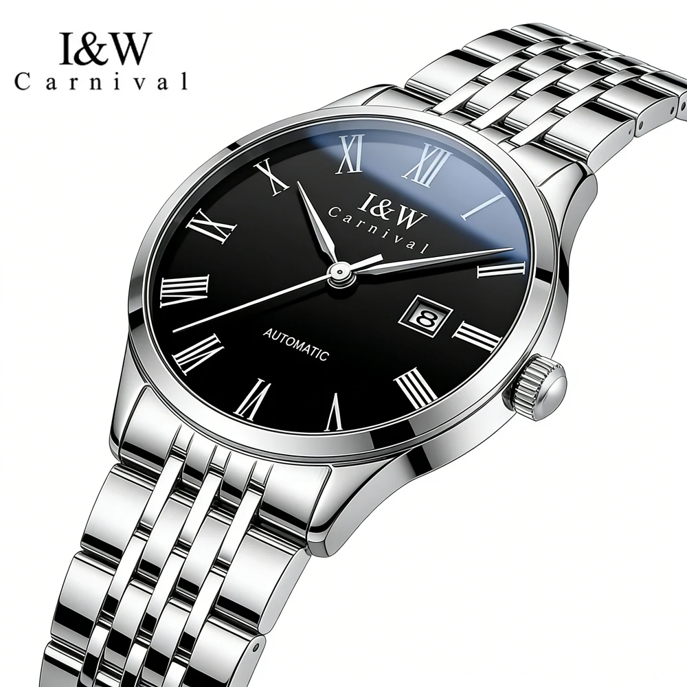 

Бренд Carnival, серия IW High-end, женские механические часы из нержавеющей стали, водонепроницаемые модные часы, роскошные женские часы с сапфировым стеклом
