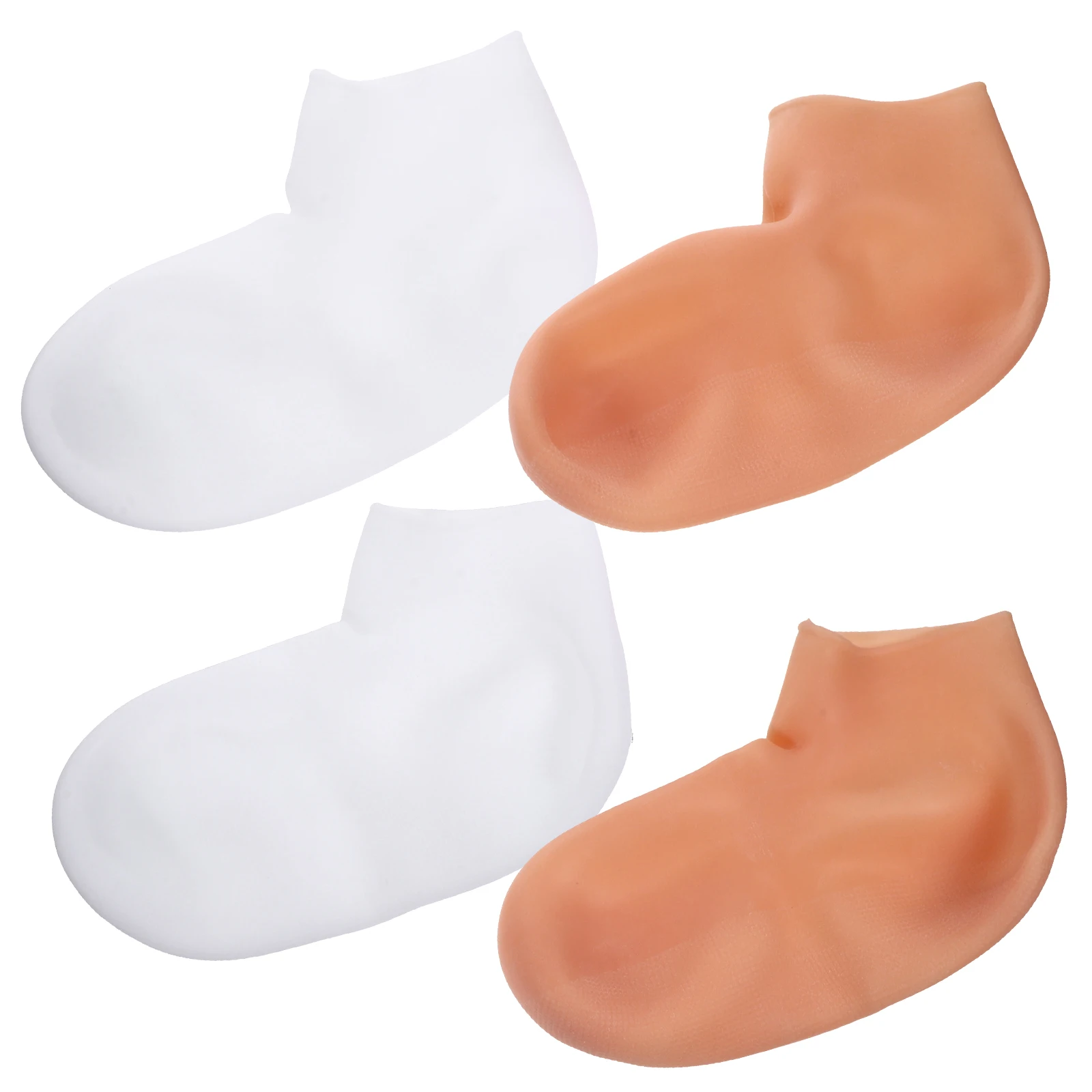

4pcs 2 Pairs Exfoliating Socks Moisturizing Spa Foot Mask for Dry Heels Overnight White Beige M 35 37 Feet Care Tools